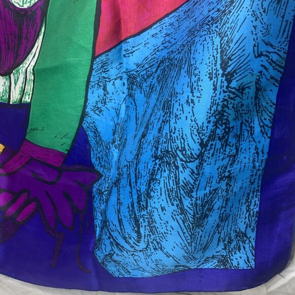 PICASSO Abstract Woman Silk Scarf 33.5” Square Vintage - Picture 5 of 7